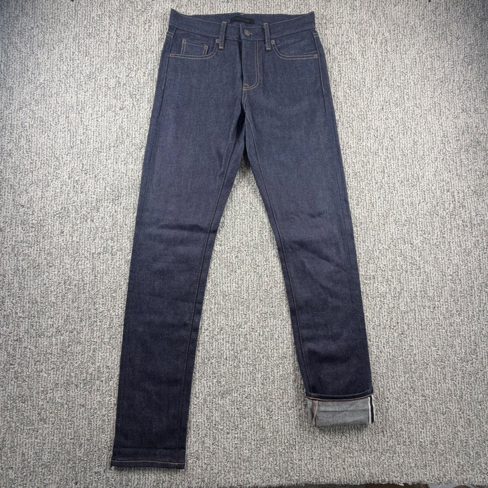 Uniqlo Jeans Men 30x34 Dark Indigo‎ Slim Straight Kaihara Selvedge Denim 418910